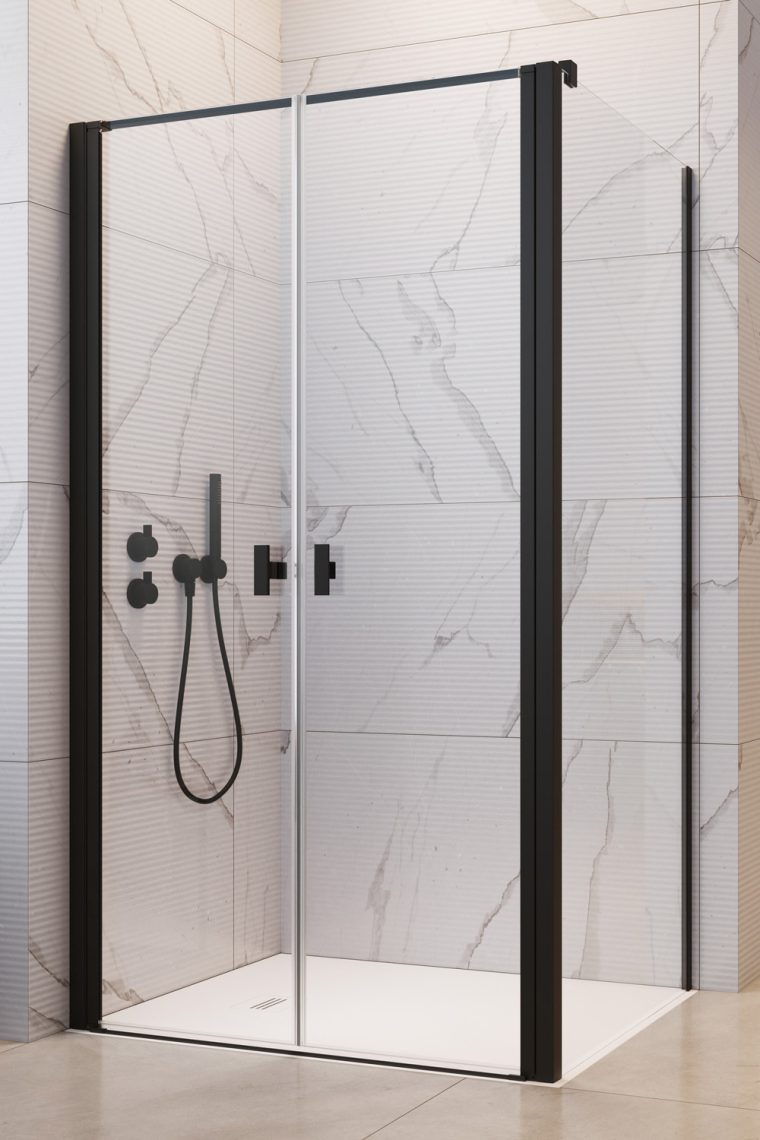 душевой уголок radaway nes black dwd+s 90x80 стекла прозрачные, профиль черный