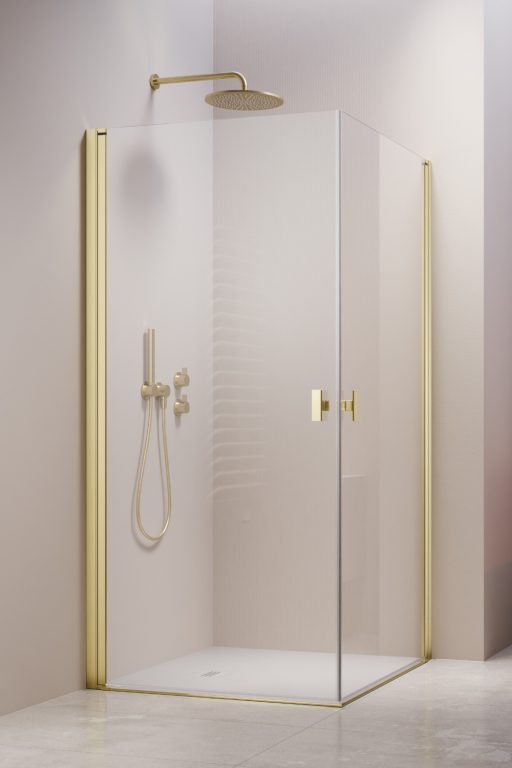 душевой уголок radaway nes 6 brushed light gold kdd i 100x80 стекла прозрачные, профиль брашированное светлое золото