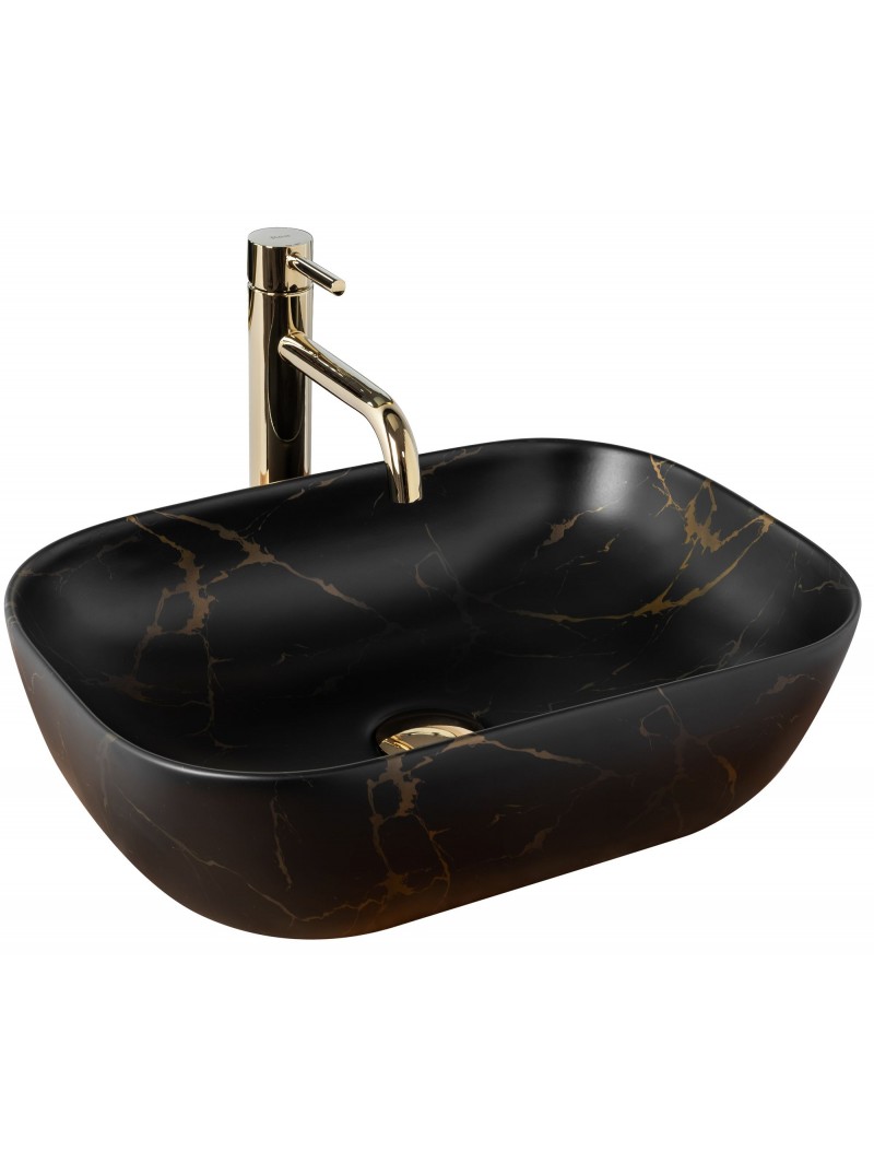 умывальник rea belinda black marble matt 46,5x33,5