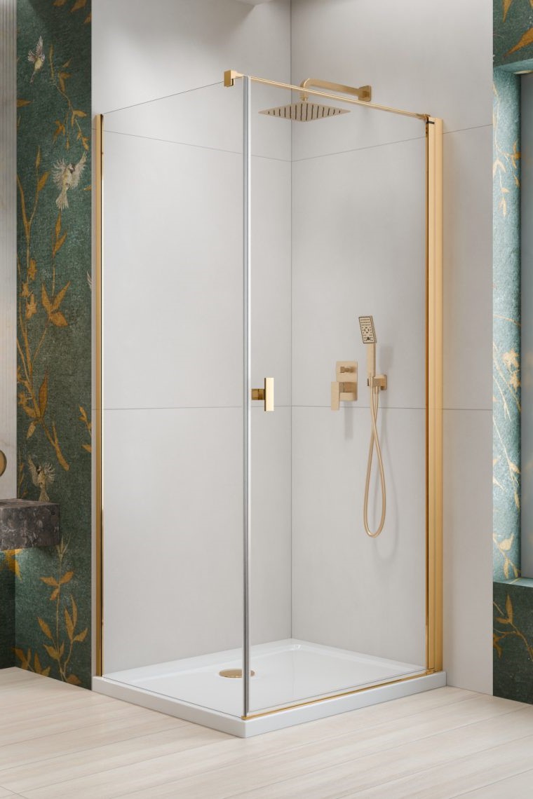 душевой уголок radaway nes gold kdj i 90x90 правый, стекла прозрачные, профиль хром