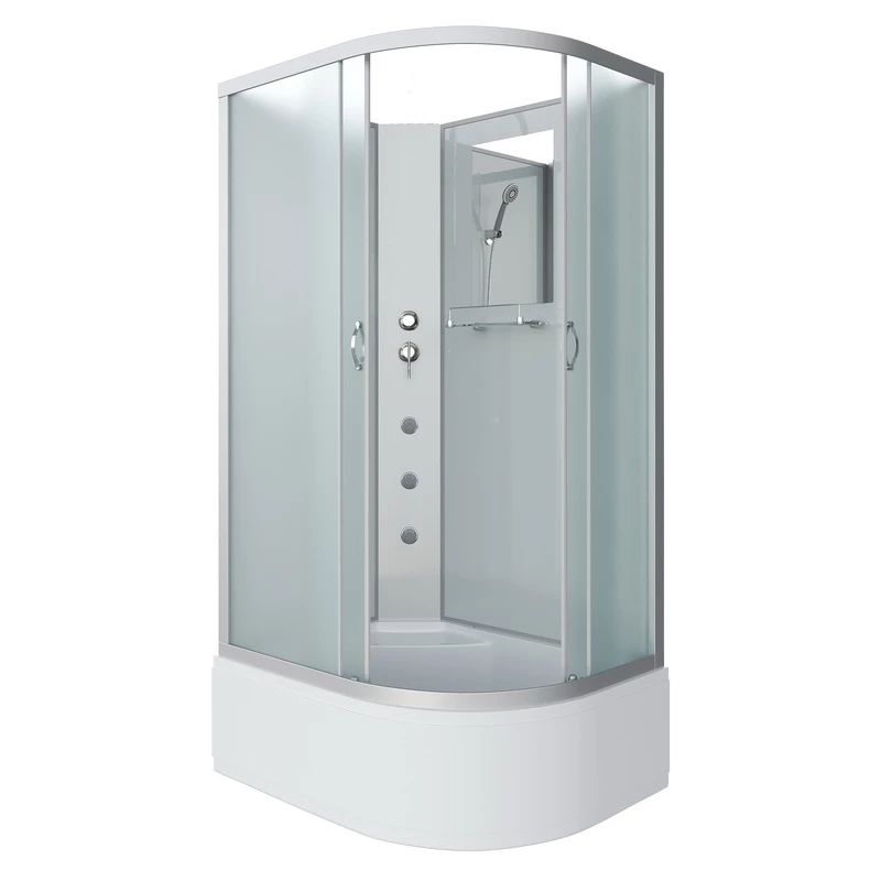 душевая кабина niagara ng-2310-14lbkg 120x80 с гидромассажем, левая, без крыши, стекла матовые, профиль серебро