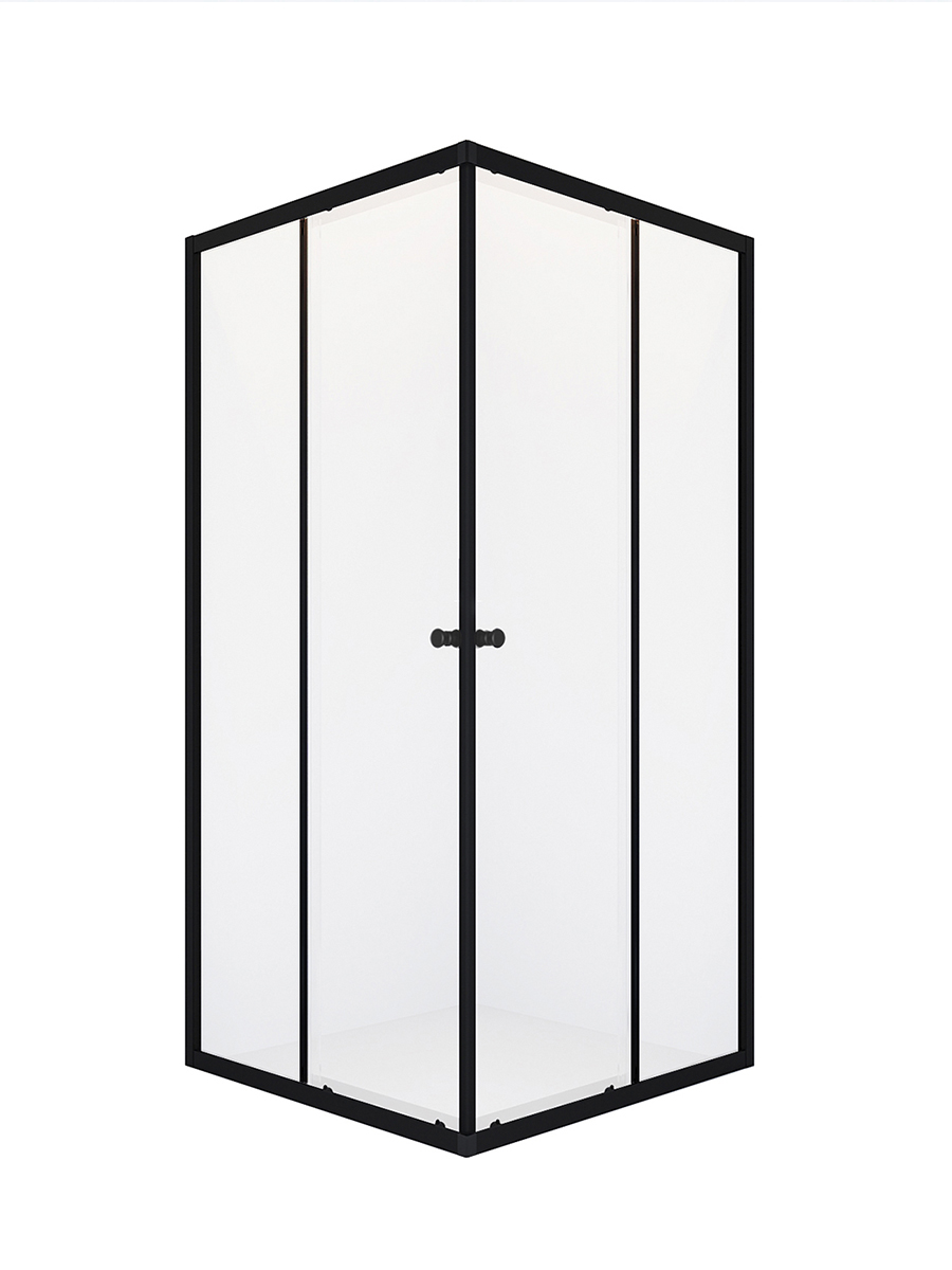 душевой уголок domani-spa shape 2 99 black accents 90x90 стекла прозрачные, профиль графит
