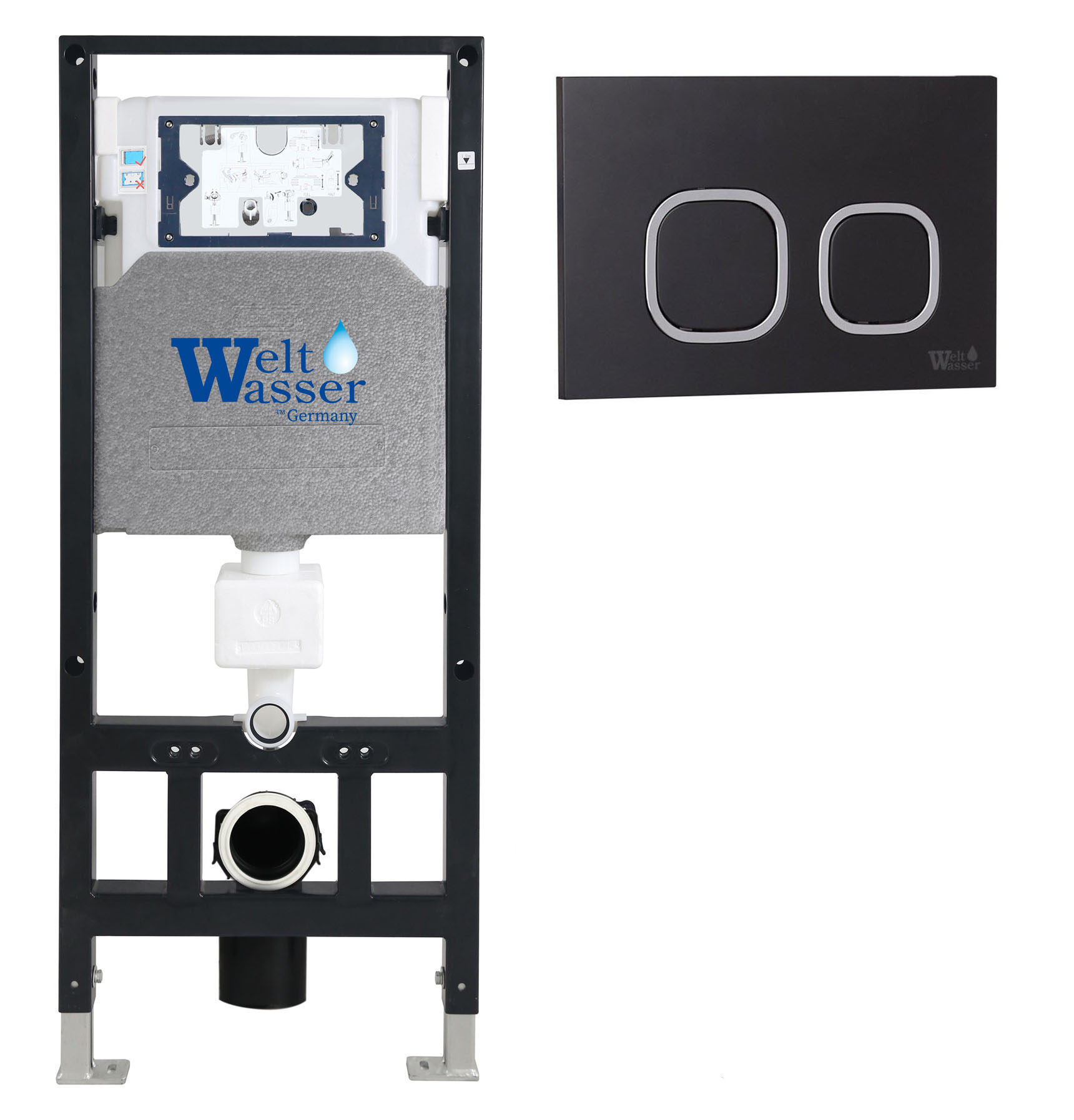 инсталляция для унитаза welt-wasser amberg 506 bl с черной клавишей