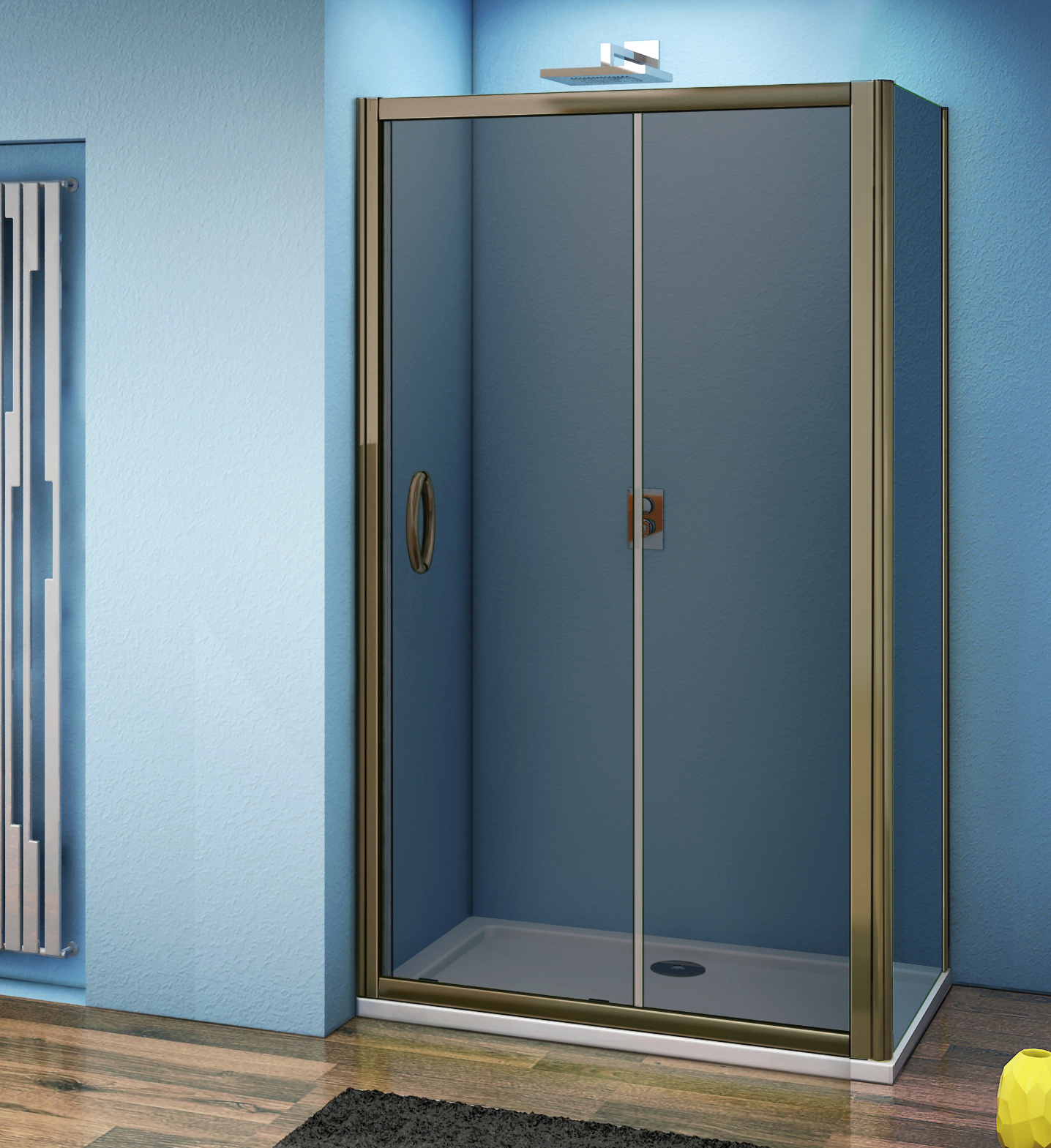 душевой уголок gooddoor jazz wtw+sp 130x90 коричневое стекло / профиль бронза