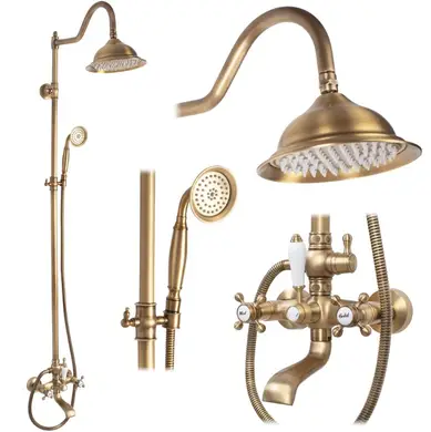 душевой стойка rea bergamo antique bronze rea-p5002 матовое золото
