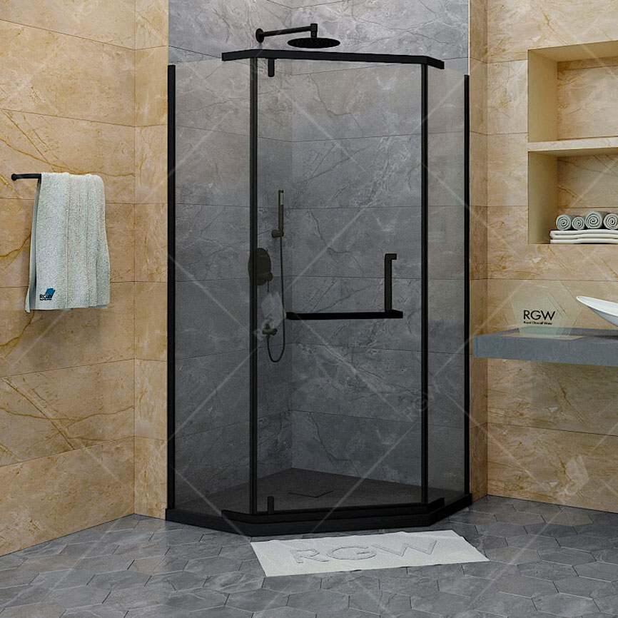 душевой уголок rgw hotel ho-081b 100x100 стекла матовые-сатинат, профиль черный