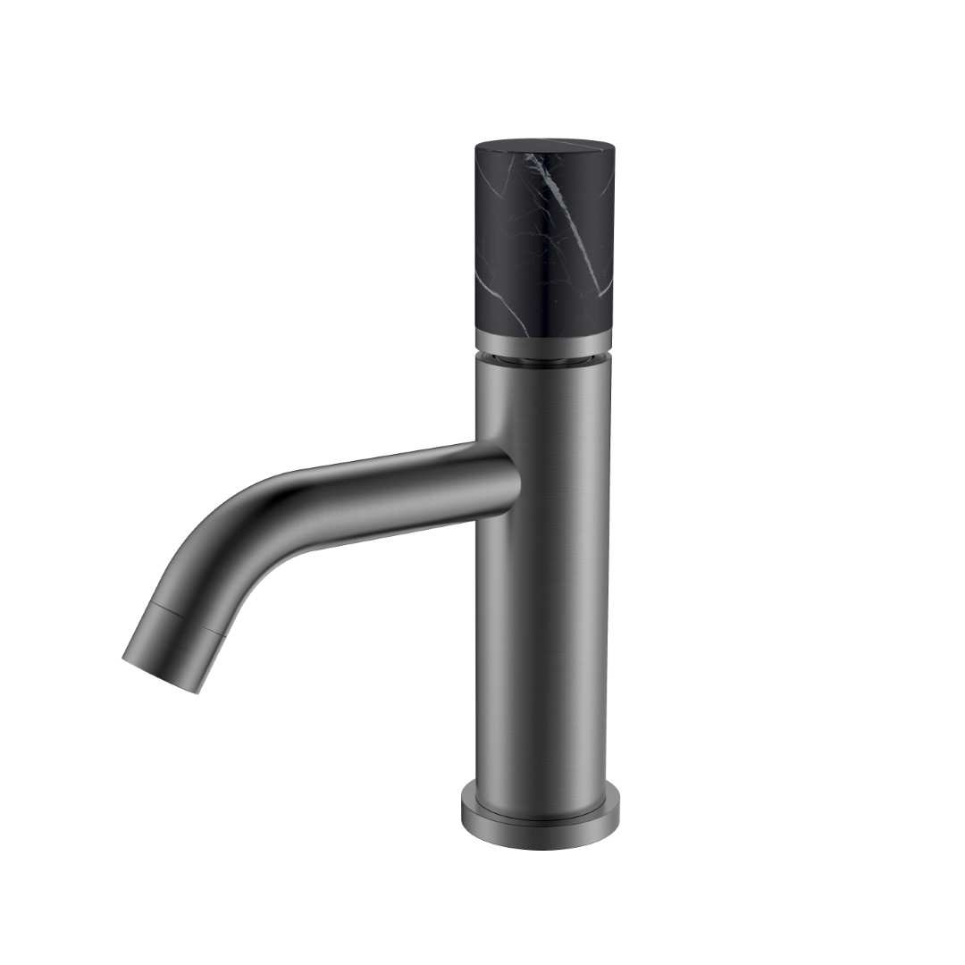 смеситель для умывальника boheme stick 121-gm-mr-b, графит / черный мрамор