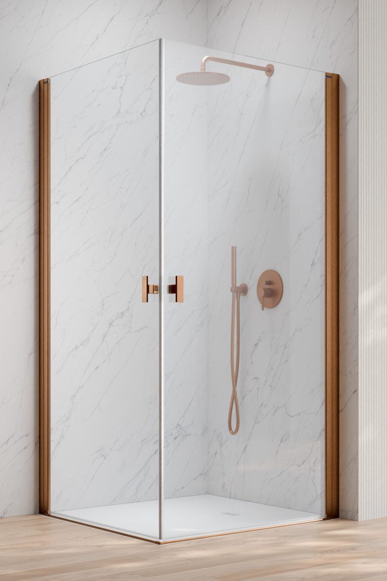 душевой уголок radaway nes brushed copper kdd i 90x100 стекла прозрачные, профиль брашированная медь
