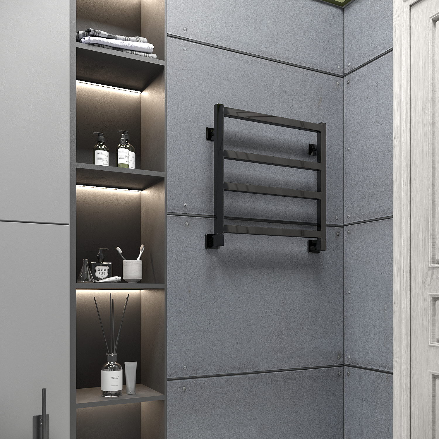 полотенцесушитель водяной stinox ancona 50x50 черный глянец