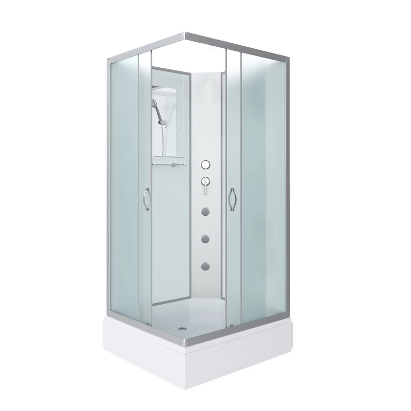 душевая кабина niagara classic ng-33984-14qbkg 90x80 без крыши, стекла матовые, профиль серебро