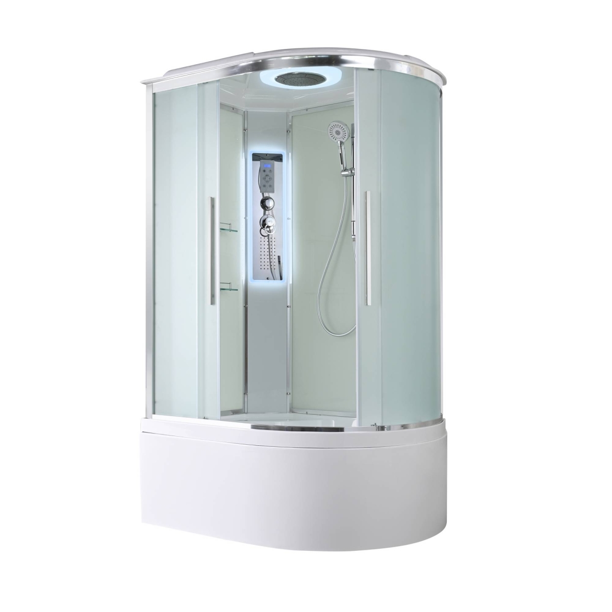 душевая кабина avacan em5812lled ava 120x80 левая, led, стекла матовые, профиль хром