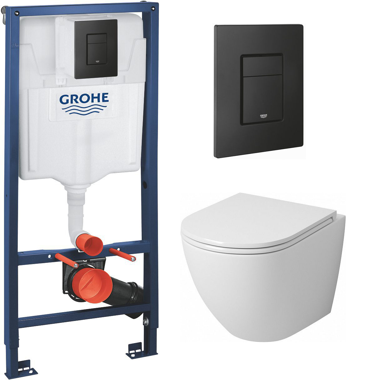 комплект инсталляции grohe rapid 38811kf0 с черной клавишей смыва и унитазом grossman gr-4455sq
