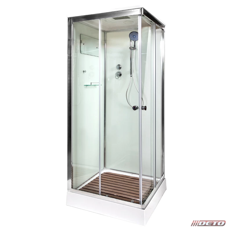 душевая кабина deto k401s 100x100 стекла прозрачные, профиль хром