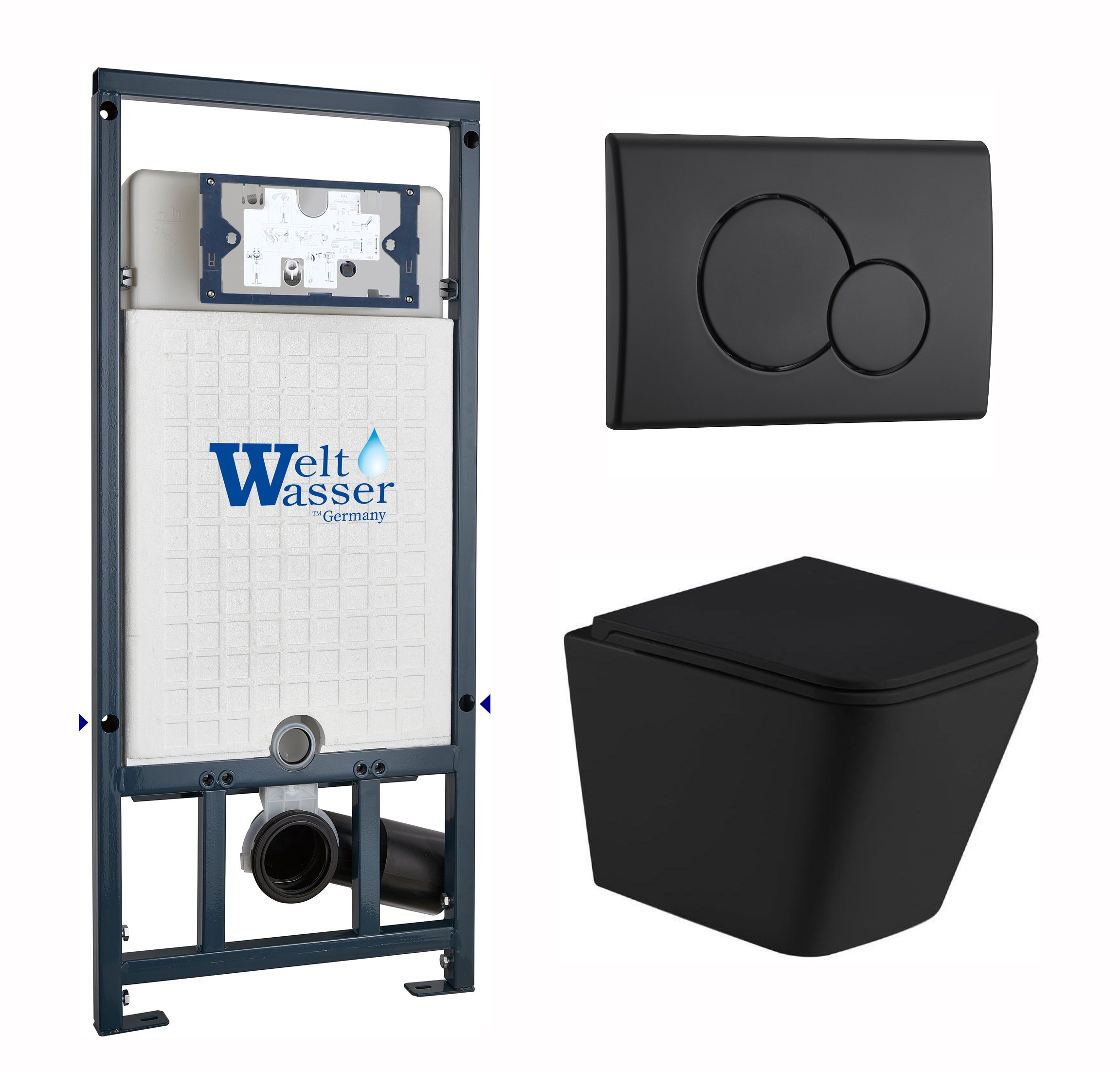 комплект инсталляция welt-wasser marberg 507 для унитаза gelbach 043 gl-bl с клавишей смыва mar 507 rd mt-bl