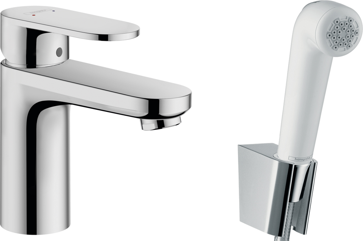 смеситель для умывальника hansgrohe vernis blend 71215000 с душевым гарнитуром хром