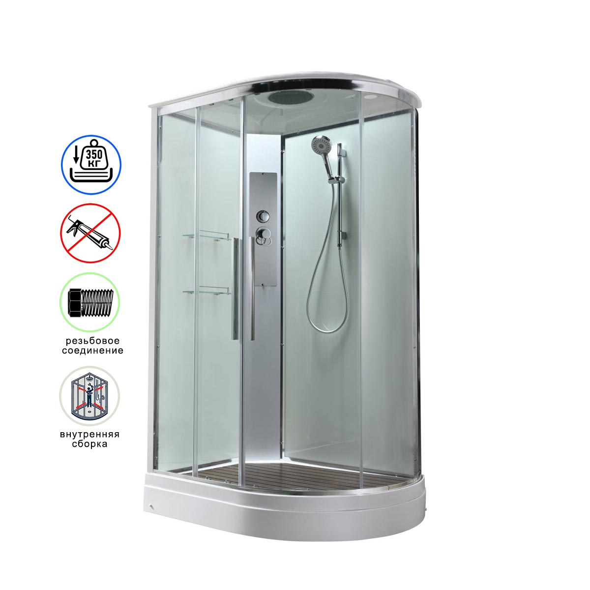 душевая кабина avacan em2811lt ava 110x80 левая, стандарт, стекла прозрачные. профиль хром