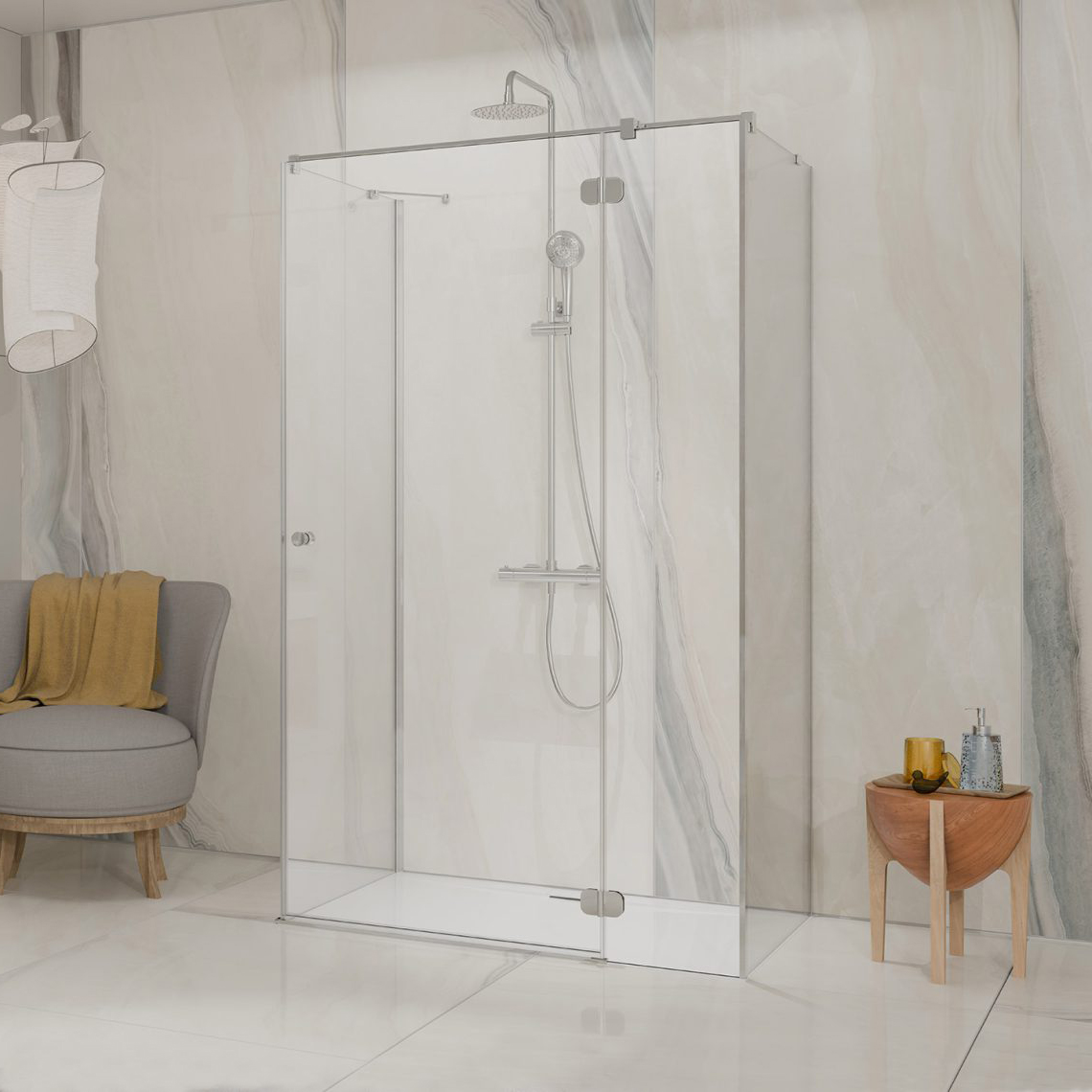 душевой уголок radaway torrenta kdj+s 110x100 правый, стекла прозрачные, профиль хром