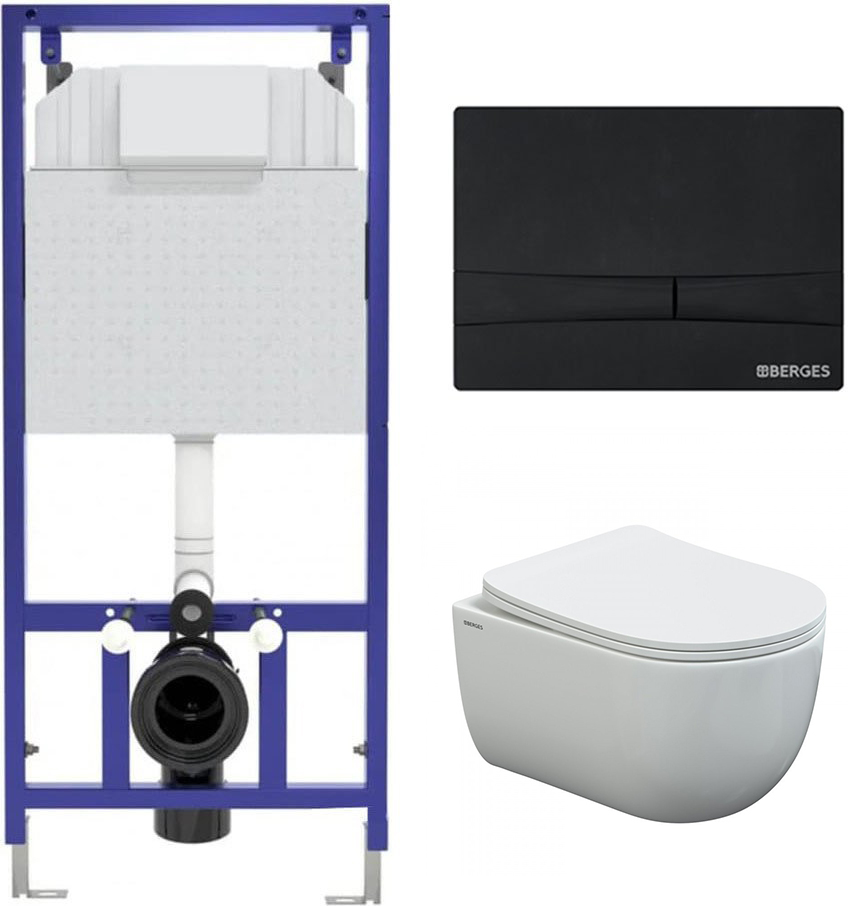 инсталляция visam slim 525 с клавишей смыва f5 soft touch черная и унитазом ventas rimless 49 с сиденьем ventas slim so