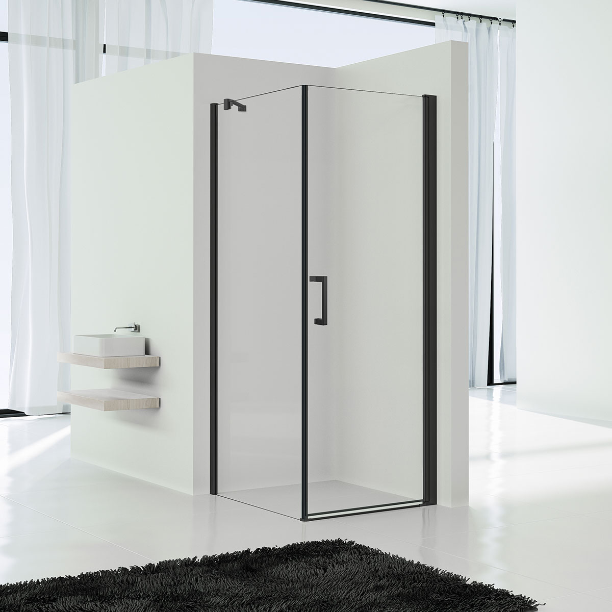 душевой уголок vincea orta vsr-1o9090clb 90x90 стекло прозрачное / профиль черный матовый