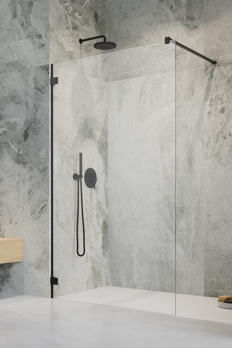 душевой уголок radaway essenza pro 8 black walk-in 80x200 стекла прозрачные, профиль черный