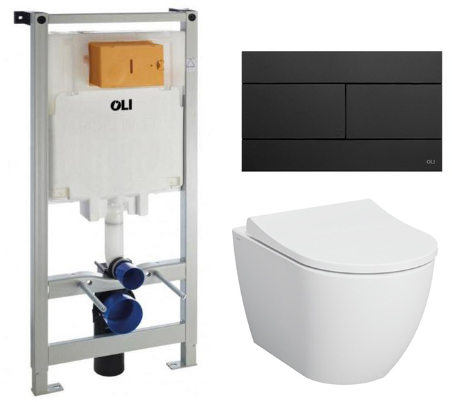 комплект инсталляции oli 80 с черной клавишей и унитазом vitra mia round smoothflush с сиденьем soft close