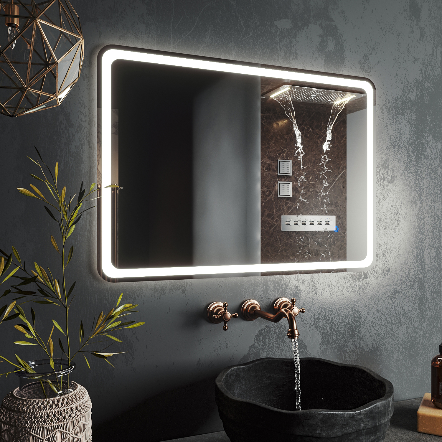 зеркало roxen irida long 100x70 с led подсветкой