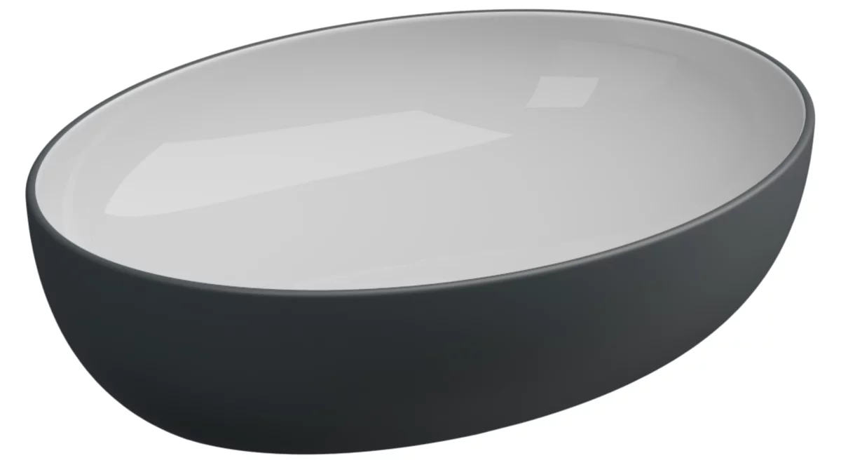 умывальник gsg ceramic design easy ealavov55bi000/028, белый / серый матовый