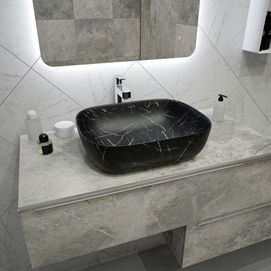 умывальник накладной teymi solli 60 artceramic черный мрамор