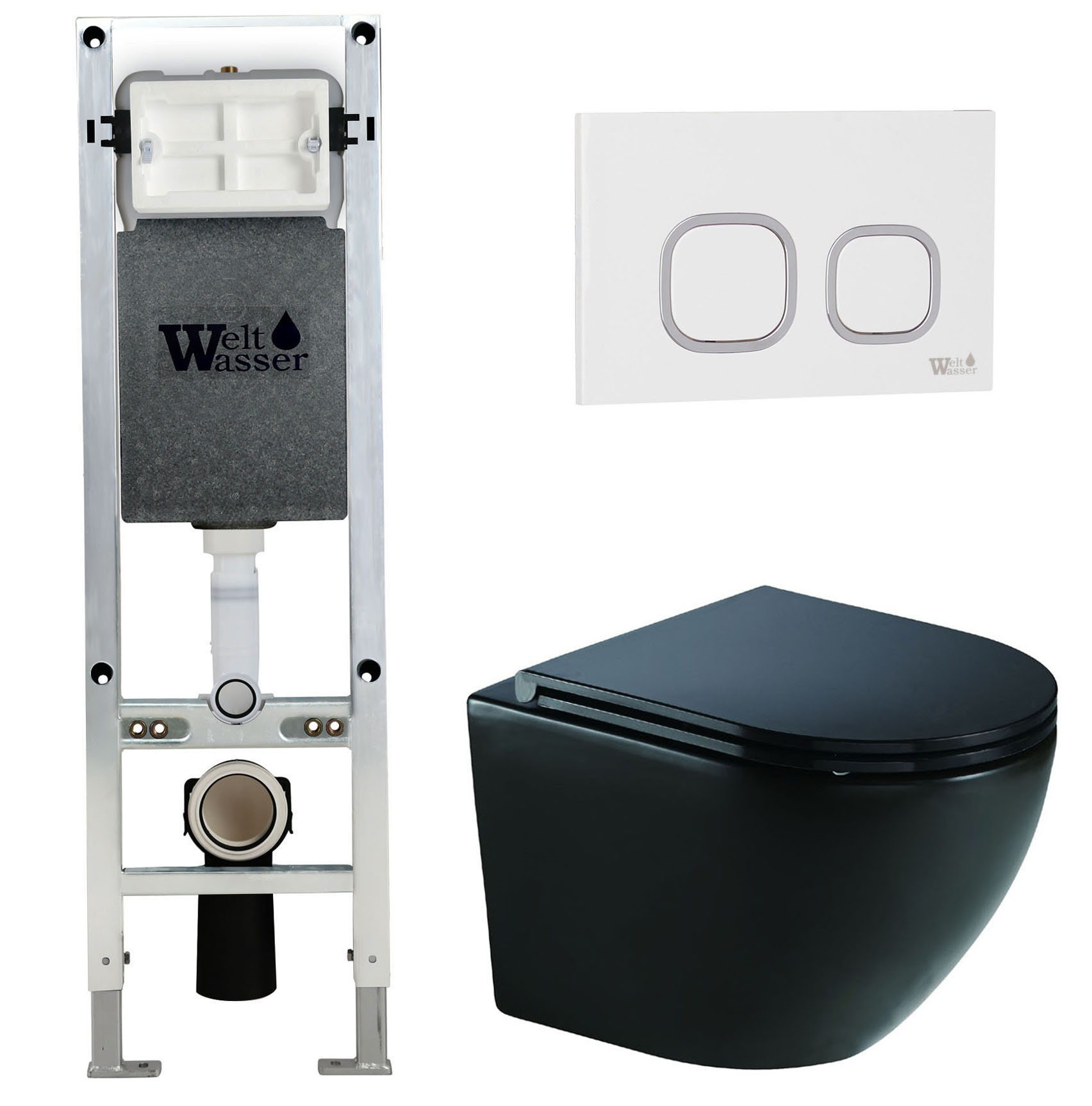 комплект welt-wasser amberg 350 st + merzbach 041 xl mt-bl + amberg rd-wt с белой клавишей