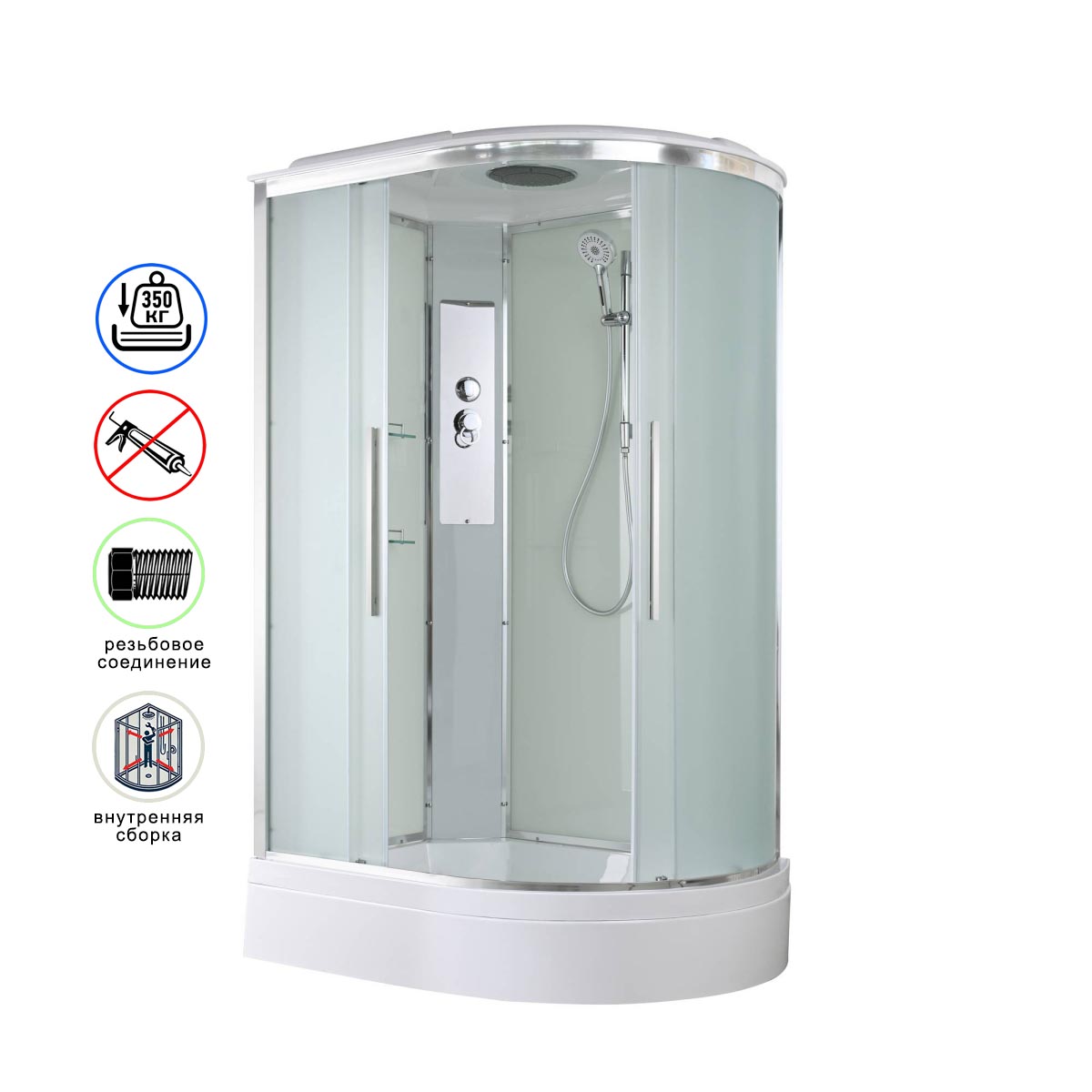 душевая кабина avacan em3812l ava 120x80 левая, стандарт, стекла матовые, профиль хром