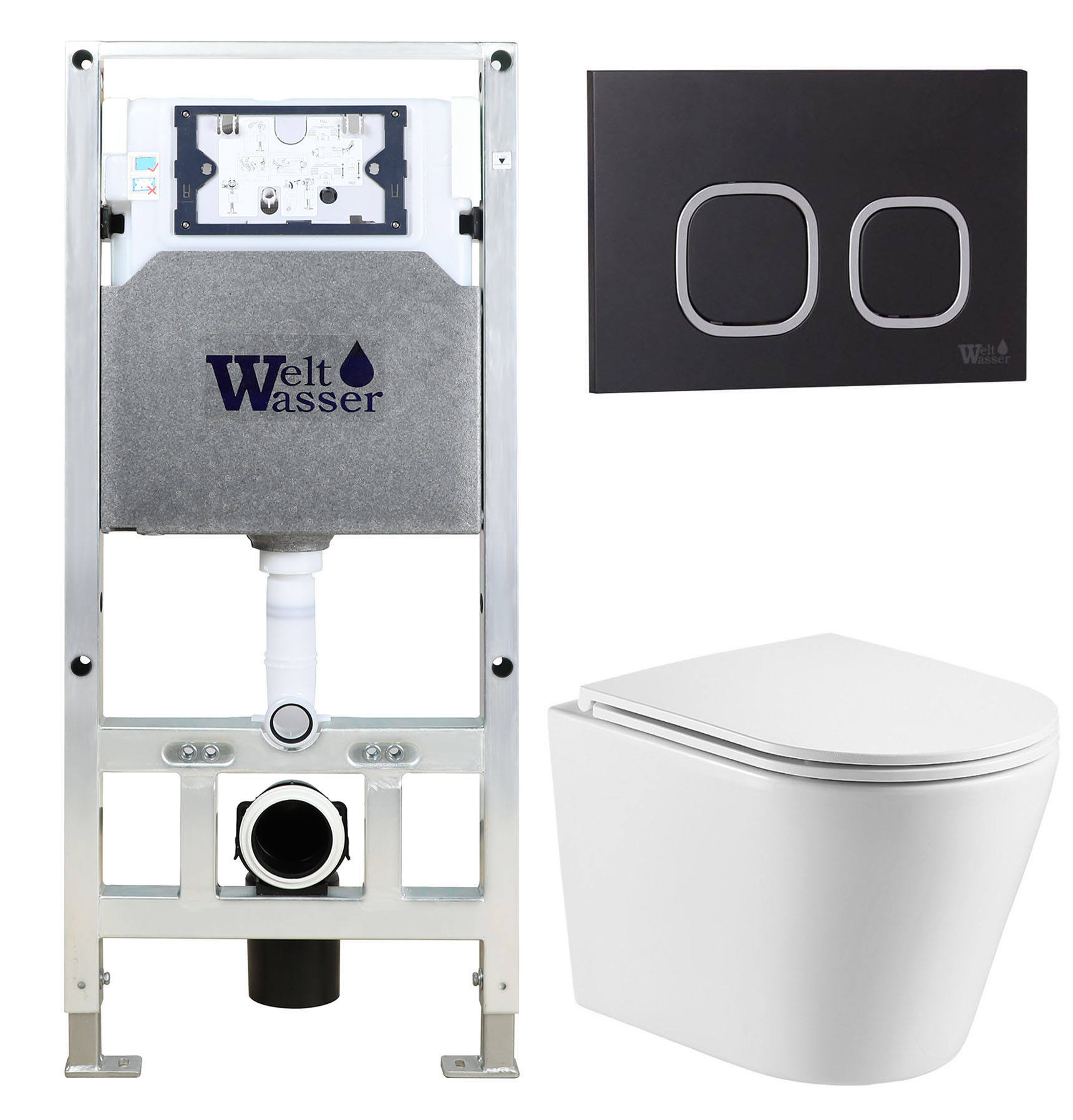 комплект welt-wasser amberg 506 st + salzbach 043 gl-wt + amberg rd-bl с черной клавишей