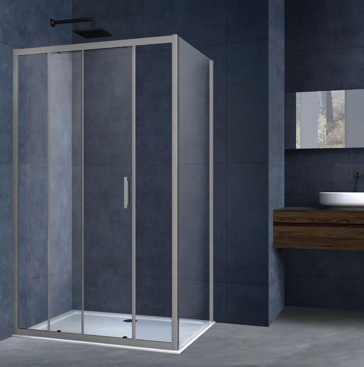 душевой уголок vincea alpha vsr-3al8012clgm 120x80 прозрачное стекло / профиль вороненая сталь