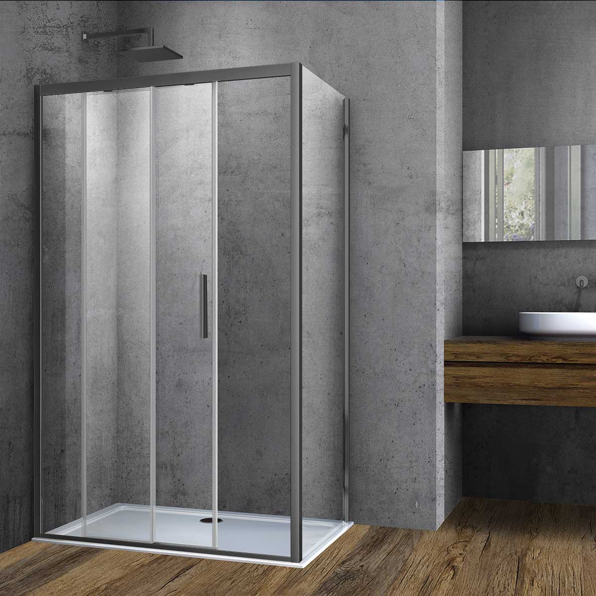 душевой уголок vincea soft vsr-3so9012clgm 120x90 прозрачное стекло / профиль вороненая сталь