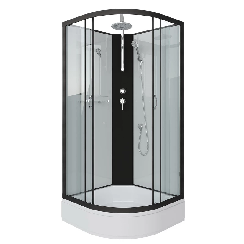 душевая кабина niagara classic ng-6701-14bkt 90x90 без крыши, стекла прозрачные, профиль черный