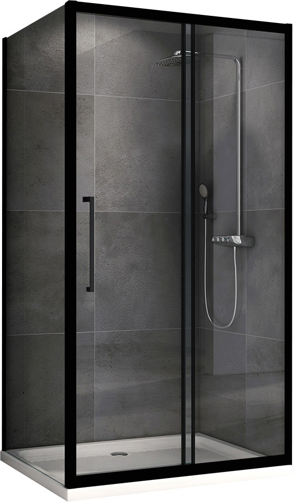 душевой уголок abber schwarzer diamant ag30160bh-s75b 160x75 стекла прозрачные, профиль черный