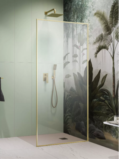 душевой уголок radaway modo f sl brushed gold ii 75x200 правый, стекла прозрачные, профиль брашированное золото