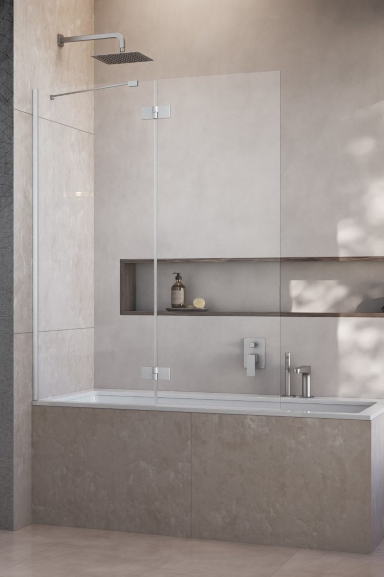 шторка на ванну radaway essenza brushed nickel pnd ii 100x150 левая, стекла прозрачные, профиль брашированный никель