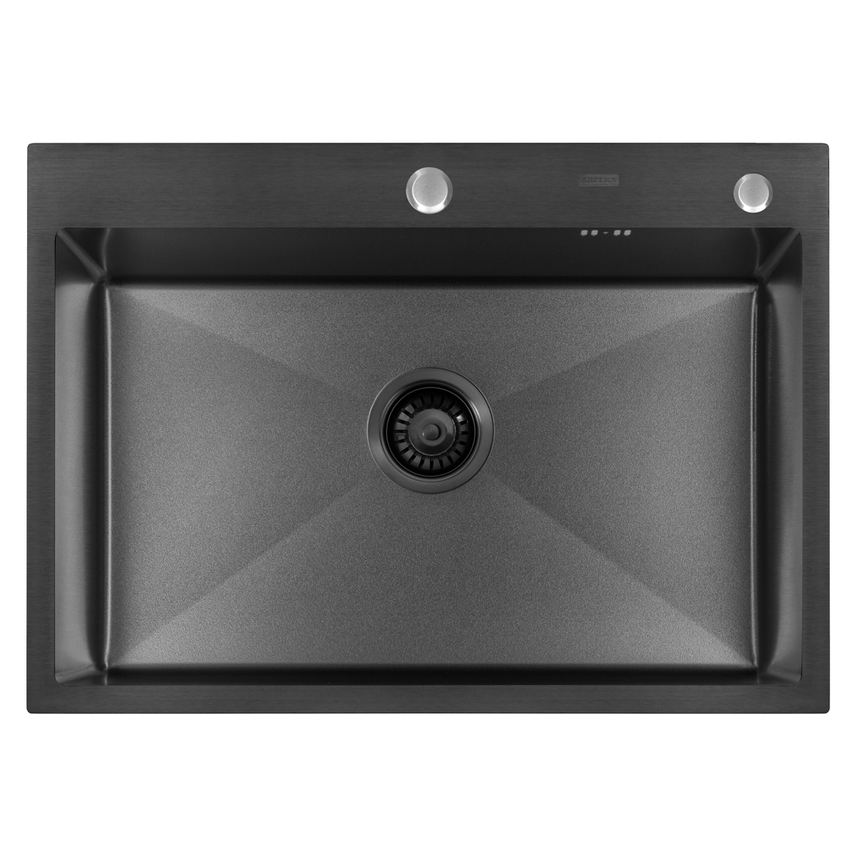 мойка кухонная arfeka eco ar 700*500 black pvd nano decor volcanic rock, вороненая сталь