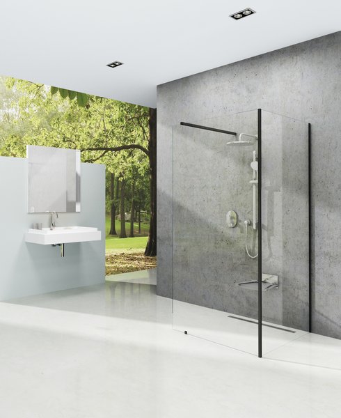 душевой уголок ravak walk-in corner 120x90 стекла прозрачные, профиль черный