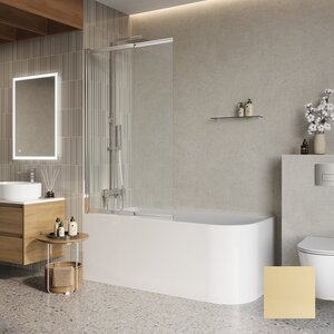 шторка для ванны belbagno luce-vf 100 см стекло прозрачное / профиль золото