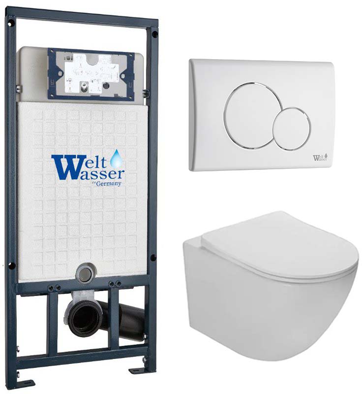 комплект инсталляции welt-wasser marberg 507 rd wt  с клавишей белой и подвесным унитазом ceruttispa sella aria tornado