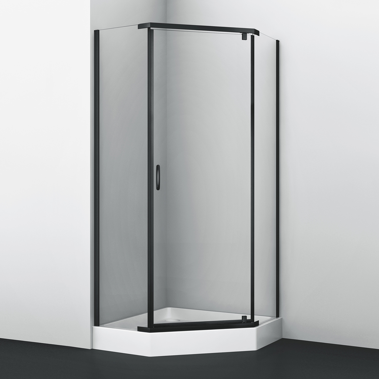 душевой уголок wasserkraft wiese 84p38 100x100 стекла прозрачные, профиль черный