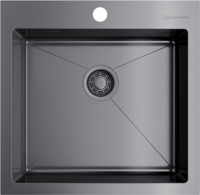 кухонная мойка из н/с omoikiri akisame 51-gm 51x51 вороненая сталь