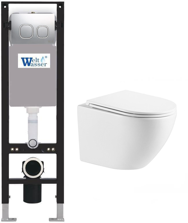комплект инсталляция welt-wasser amberg 350 для унитаза merzbach 043 gl-wt с клавишей смыва amberg rd-cr, глянцевый хром