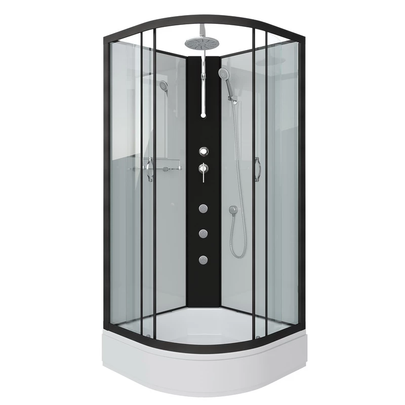 душевая кабина niagara classic ng-6703-14bktg 80x80 без крыши, стекла прозрачные, профиль черный