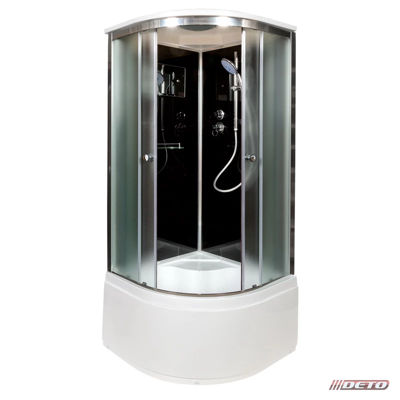 душевая кабина deto b90s black 90x90 стекла матовые, профиль хром