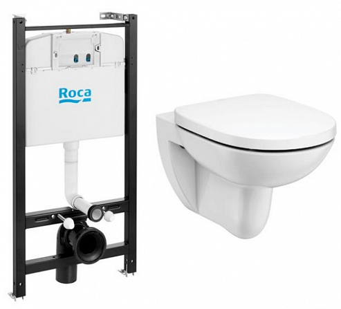 унитаз подвесной roca debba round rimless с сиденьем + инсталляционная система