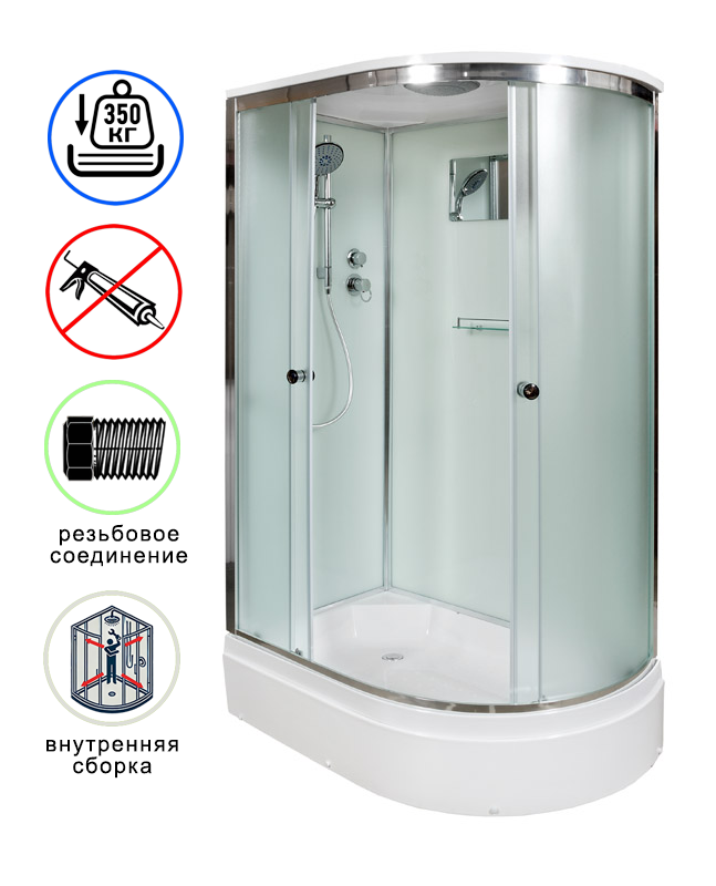 душевая кабина avacan d272sl ava 120x80 стандарт, левая, стекла матовые, профиль хром