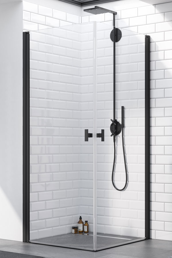 душевой уголок radaway nes 8 black kdd i 90x80 прозрачное/черный