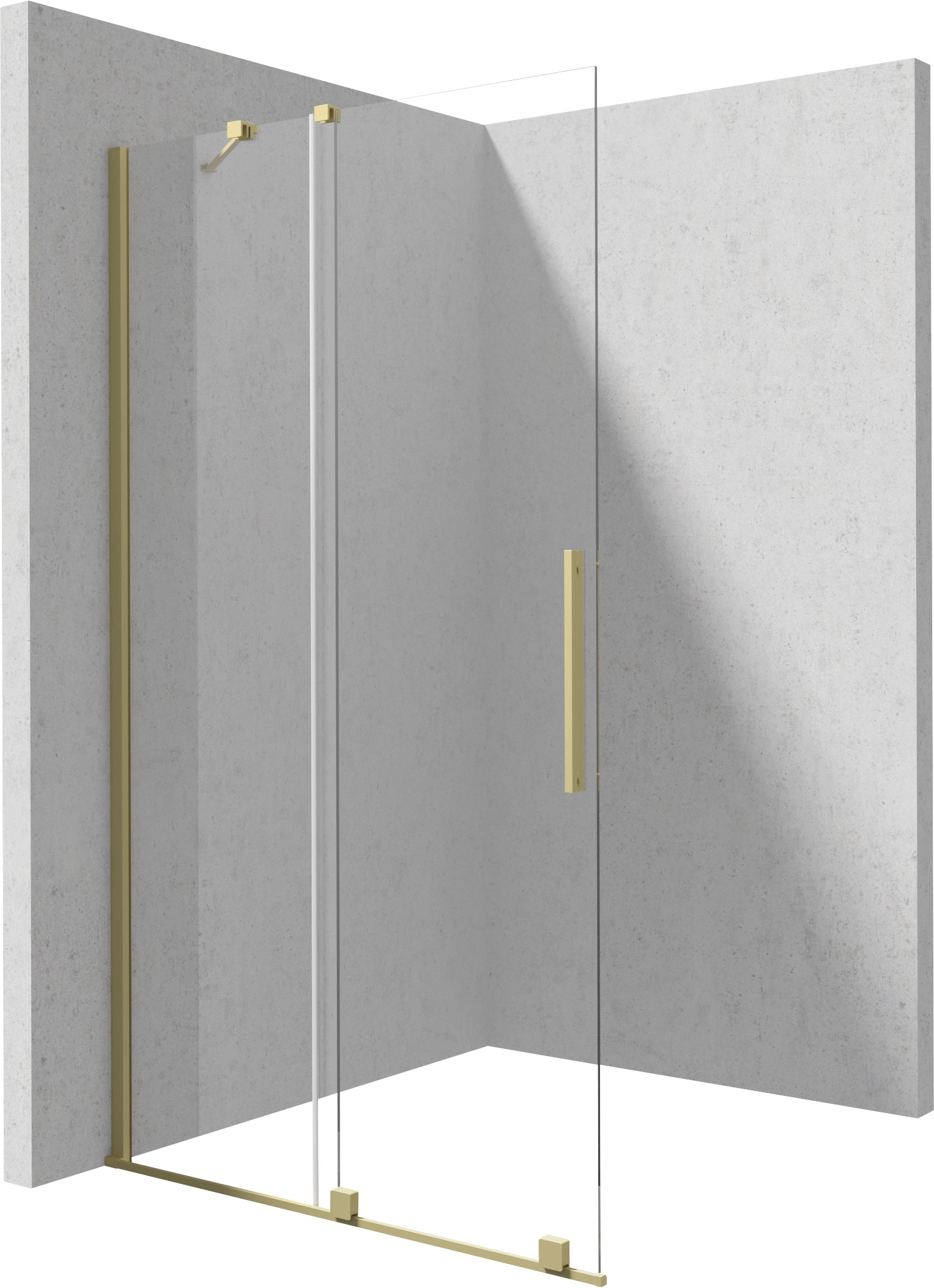 душевой уголок deante prizma walk-in ktj_r32r 120x195 прозрачное стекло / профиль брашированное золото